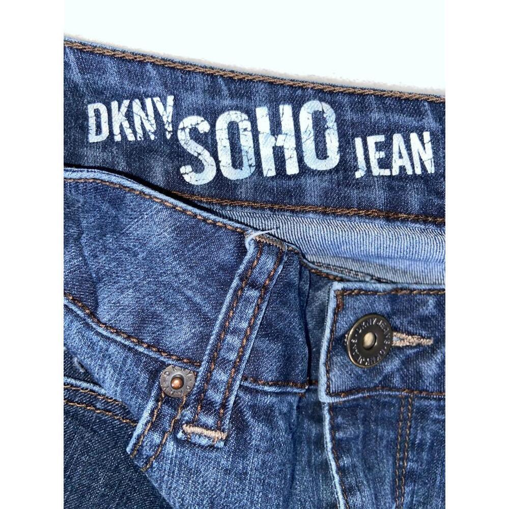 90s DKNY Soho Jeans Denim Boot Cut Mid Rise Dark Wash Blue Sz 4 31 x 31 - Picture 9 of 12